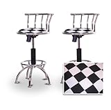 2 Nascar Checker Racing Chrome Adjustable Barstools