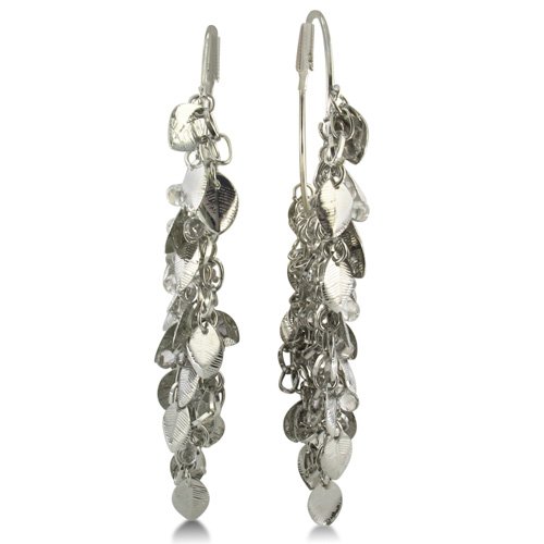 Bold Dangle Hoop Leaf and Crystal Earrings