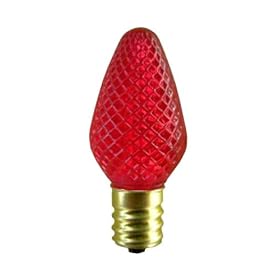 Red LED C7 Replacement Light Bulb / Candelabra Base L.E.D. / .96 Watt Holiday and Christmas Lighting Replacement
