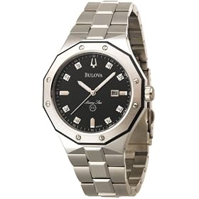 Bulova Mens Marine Star Diamond Accented Stainless Steel Bracelet Watch #98D103 by Bulova