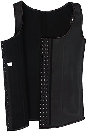 Mens Latex Waist Trainer Black Cincher Slim Corset Loss Weight Bodysuit Paity Shaperwear Gift (3xl)