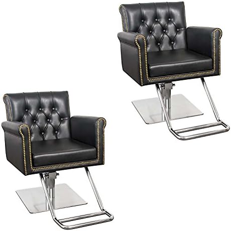 Salon Chair with Nail Head & Tufting - Winston 2 Chair Pack in Black