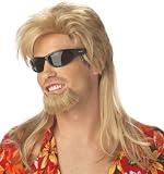 Mens Beach Bum Surfer Dude Blonde Mullet Costume Wig Adult