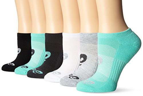 Asics invasion no show socks (6-pack), medium, aqua min…