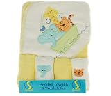 Spasilk Noah's Ark Hooded Towel & 4 Washcloth Set