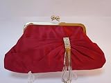 41fvlvA4 NL. SL160  Red satin clutch handbag with diamante decoration