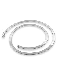 **BONE FLAT** 3.5mm .925 Italian Sterling Silver Flex Magic Herringbone Chain Necklaces & Bracelets Beveled Edges Nickel Free, sizes 7-30 inch (7, 8, 9, 16, 18, 20, 22, 24, 30), - ICE EMPIRE JEWELRY & Co, LLC