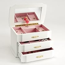 Seya White Musical Childrens Jewelry Box with Ballerina Style No. MPM-212