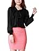Allegra K Women Sheer Sleeve Panel Blouses Office Shirts Bow Tops