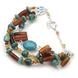 Barse Sterling Silver Turquoise & Horn Triple Strand Bracelet
