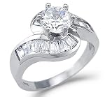 Solid 14k White Gold Large Solitaire CZ Cubic Zirconia Engagement Ring 2 ct.