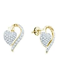1 cttw 14k Yellow Gold Diamond Heart Bridal Earrings (Real Diamonds: 1 cttw)