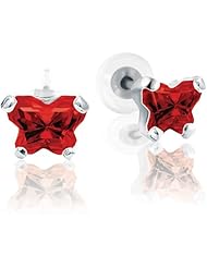 Bfly® Girls 14k Gold January Birthstone Butterfly CZ Earrings with Safety Backs
