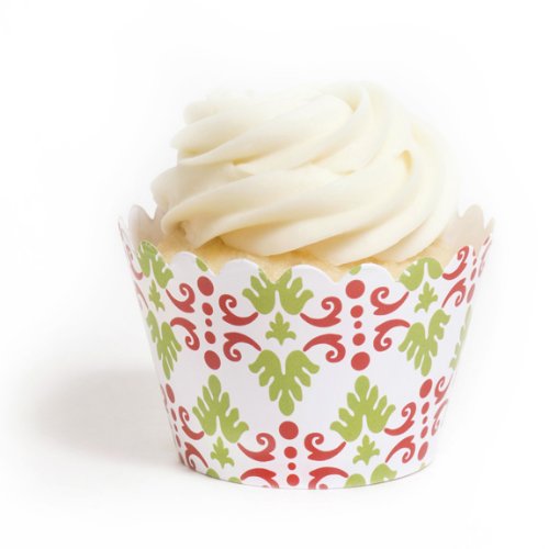 Dress My Cupcake Christmas Damask Cupcake Wrappers, Set of 12
