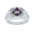 Men's Sterling Silver Mystic Fire Topaz and Diamond Gents Ring (0.1cttw, J-K Color, I3 Clarity), Size 10.5