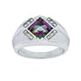 Sterling Silver Mystic Fire Topaz and Diamond Gents Ring (0.1cttw, J-K Color, I3 Clarity), Size 10.5