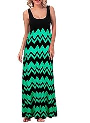Plus Size Sexy Elasticized   Waistline Sleeveless Tank Chevron Print Floor Length Scoop Neck Polyester/Spandex Evening Dress/Party Dress/Maxi Dress 