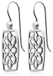 Sterling Silver Celtic Design Rectangular Dangle Earrings