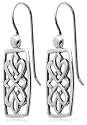 Sterling Silver Celtic Design Rectangular Dangle Earrings