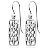 Sterling Silver Celtic Design Rectangular Dangle Earrings