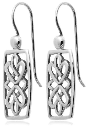Sterling Silver Celtic Design Rectangular Dangle Earrings