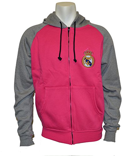 Real Madrid Zip Front Fleece Hoodie Sweatshirt Jacket HOT Pink Gray NEW Season 2014-2015 Soccer