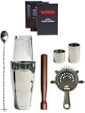 Winware Boston Cocktail Shaker Gift Set with Winware Pocket Cocktail Guide (8 Items)