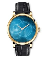 SPRAWL Aanalog Fashion Series Gold Ladies Watches of Genuine Black Leather Strap,Unique Wrist Watch for Women Girls Designed with Circles on blue background