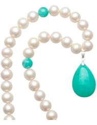 Honeystore Girls Freshwater Pearl 925 Sterling Silver Amazonite Necklace Color White Green