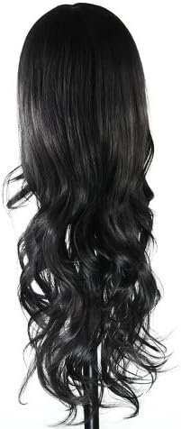 Fashion Girls and Women Sexy and Charming Long Wavy Hair Wig - Neat Bangs - Long Full Hair (0003, black)