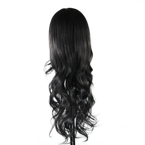 Fashion Girls and Women Sexy and Charming Long Wavy Hair Wig - Neat Bangs - Long Full Hair (0003, black)