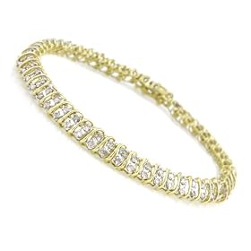 10K Yellow Gold 2.0 carat Diamond 2-Row Tennis Bracelet - 7.5 by Netaya