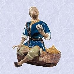 chinese husband statue smiling man porcelain sculpture