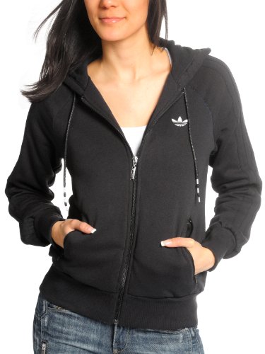 Adidas Damen Kapuzenjacke Fleece Zip, black/running white, 34, V32753