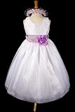 IMAGE OF A8006ac NEW White/lilac Sash Flower Girl Pageant Easter Holiday Party Dress Size 2 to 12