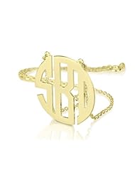 Monogram Necklace 18k Gold Plated Personalized Initial 1.25" Block Monogram