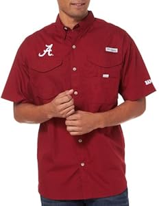 Columbia NCAA Men's Alabama Crimson Tide Collegiate Bonehead Short Sleeve Shirt (Beet, X-Large)