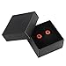 Stainless Steel Men's Star Stud Earrings Black & Red