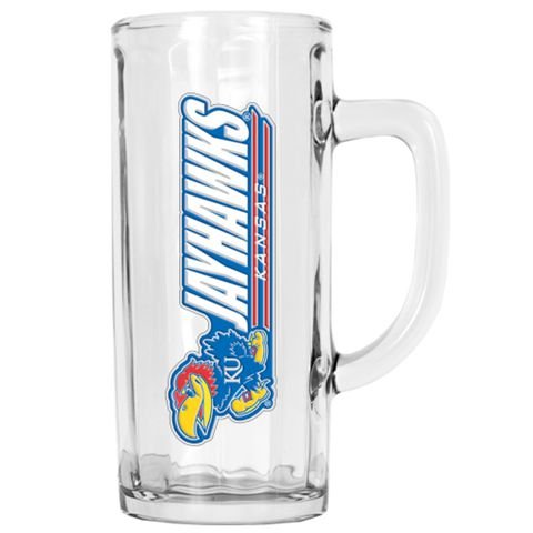 Kansas Jayhawks KU Large Glass Beer Tankard