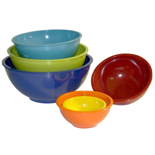 Trudeau Melamine Mixing Bowls in Assorted Bright Colors, Set of 6