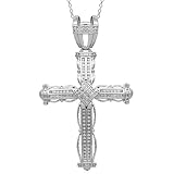14K White Gold Mens Diamond Cross Pendant 1.50 Ctw