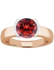 1.10 Ct Round Cognac Red SI1/SI2 Diamond 14K Rose Gold Ring