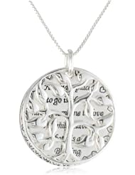 Sterling Silver "Having A Place To Go Is Home, Having A Someone To Love Is Family, Having Both Is A Blessing" and "Love" Reversible Pendant Necklace, 18"