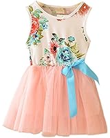 Sunsent Girls Summer Sleeveless Floral Dress One Piece Skirt Tutu Sundress