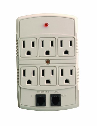 Coleman Cable 04630 6 Outlet Adapter With Dsl Phone Protection