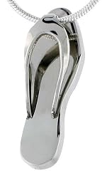 Stainless Steel Slipper ( Flip Flop ) Pendant 1 in. (25 mm) tall, w/ 30 in. Bead Chain