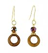 Earrings - E325 - Shell and Fire Polished Glass ~ Small Open Circle - (1/2")