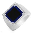 Gentlemens Ring With Precious Stones - Genuine Diamonds, Lapis lazulis, Mother of pearls and Onyx Made in 14K White Gold. Total item weight 14g (Size 10.5)
