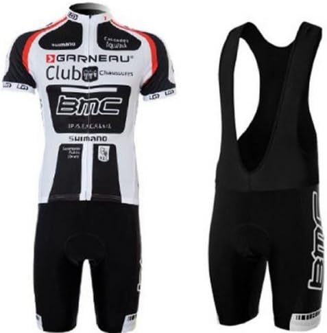 2013 New Styles Short Sleeve Bicycle Cycling Jersey & Bib Short Coolmax Padding Team BMC BLACK WHITE (M)