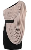 One Shoulder Side Drape Dress/Top in Sand/Mocha Colour.